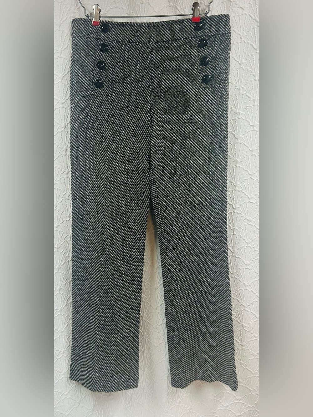 LOFT Outlet Black and White Striped Trouser